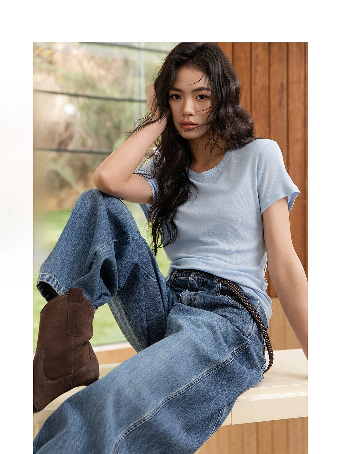 

Женская футболка Slim Fit из шерсти с коротким рукавом, универсальная, для весны и лета, повседневная, с круглым вырезом, стандартной длины, базовая, однотонная.