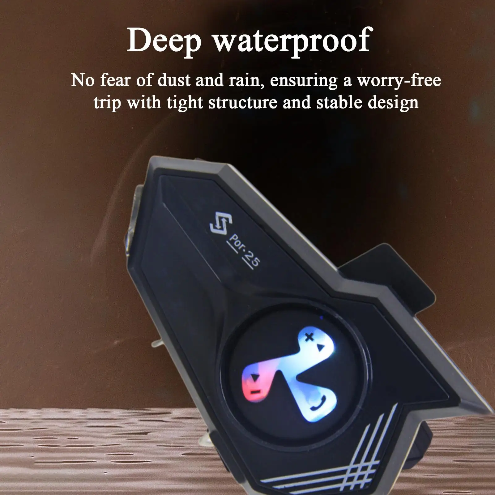 

Гарнитура для мотоциклетного шлема, система связи шлема с синим зубом, красочный свет, голосовой помощник, наушники с шумоподавлением, водонепроницаемые