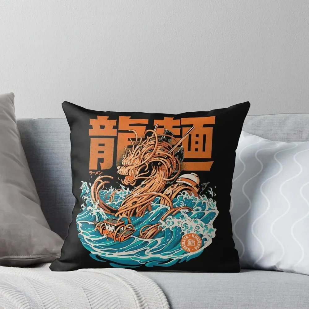 Black Great Ramen Dragon off Kanagawa Throw Pillow Anime Cushion Child Ornamental Pillow Sofa Cushion Cover Pillow