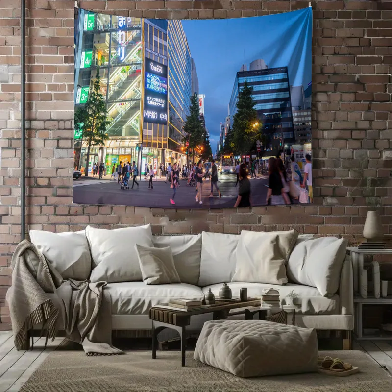 Glittering Chunxi Road Night View Tapestry - Urban Style Art for Home Decor