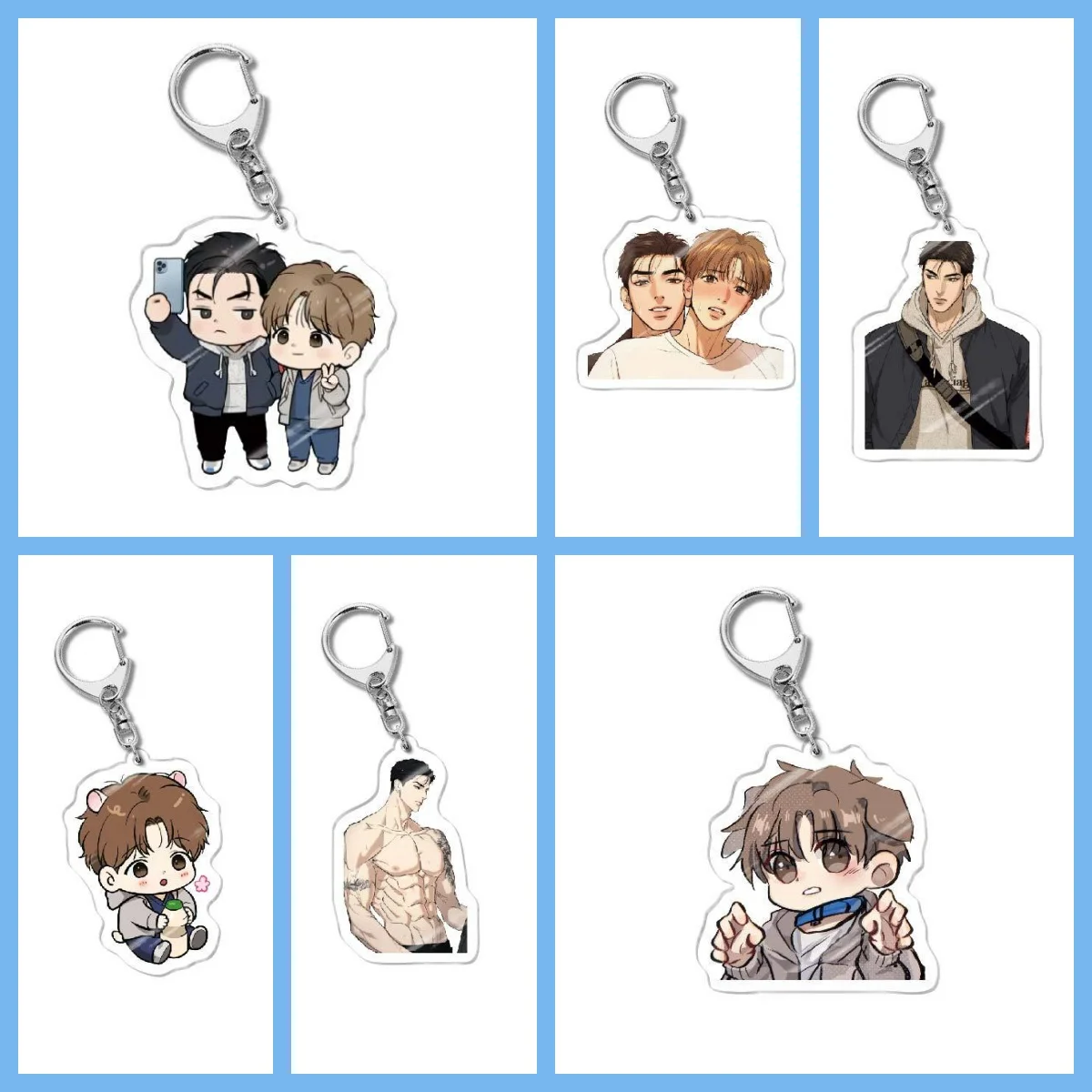 Lovely Korea BL Anime Jinx Collection Keychain Cartoon Joo Jaekyung Kim Dan Acrylic Pendant Key Chain 6cm Ornament  Gifts