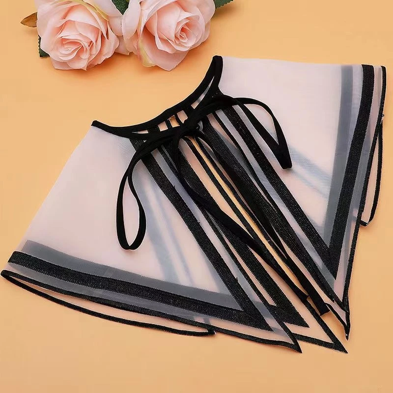 Elegant Sheer False Collar Double Layer Detachable Collar Shawl Lapel Shoulder Wrap Sweater Dress Neckwear Decor Accessories view 4