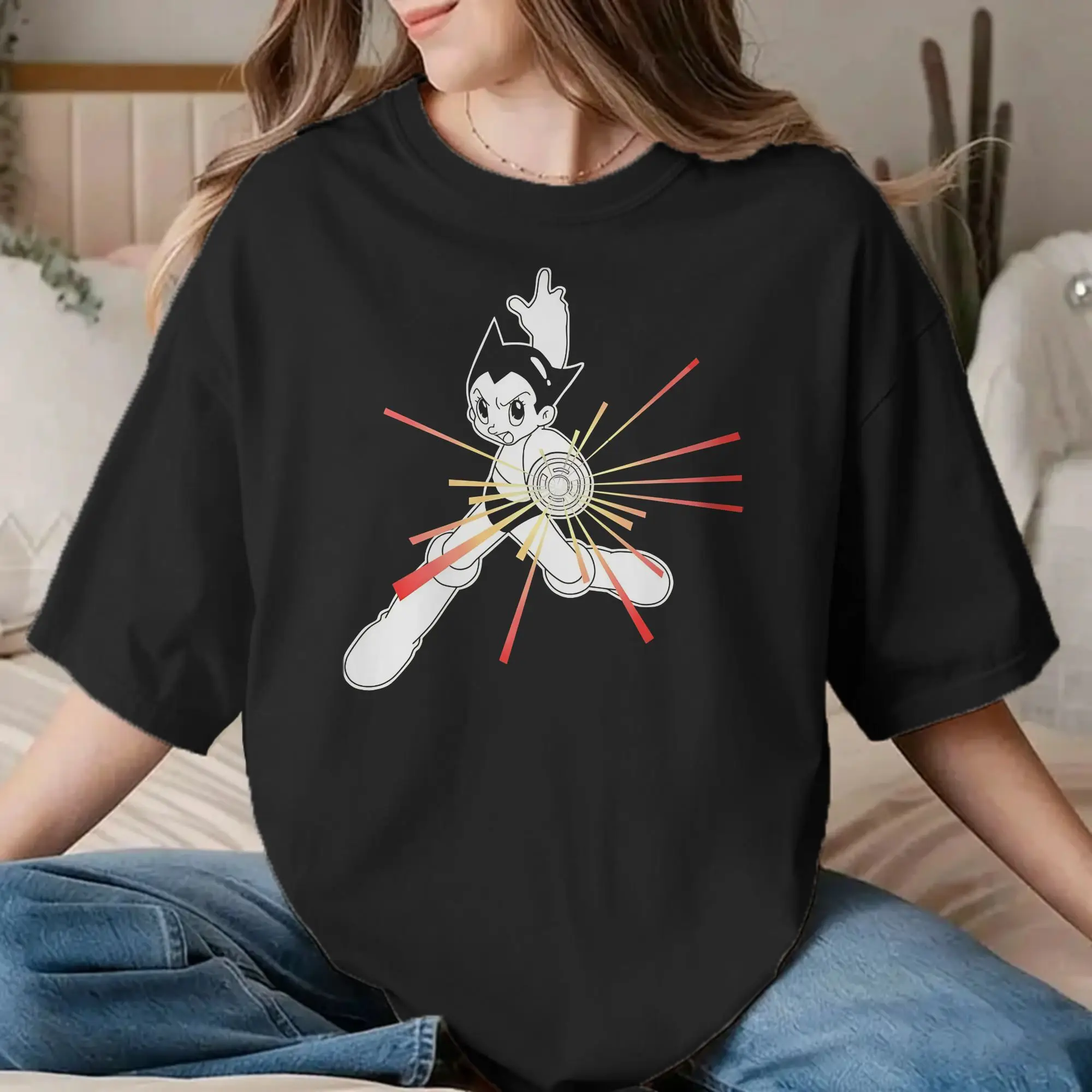 Camisetas de anime Astroboy para homens e mulheres, 100% algodão, roupas exclusivas, camisetas de manga curta com gola redonda, camisetas de tamanho g