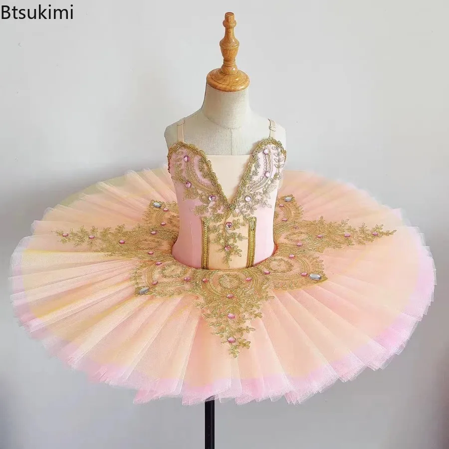 Professional Ballet Tutu for Girls Yellow Pink Platter Pancake Tutu Ballerina Party Dress Adult Women Child Ballet Dance Costume