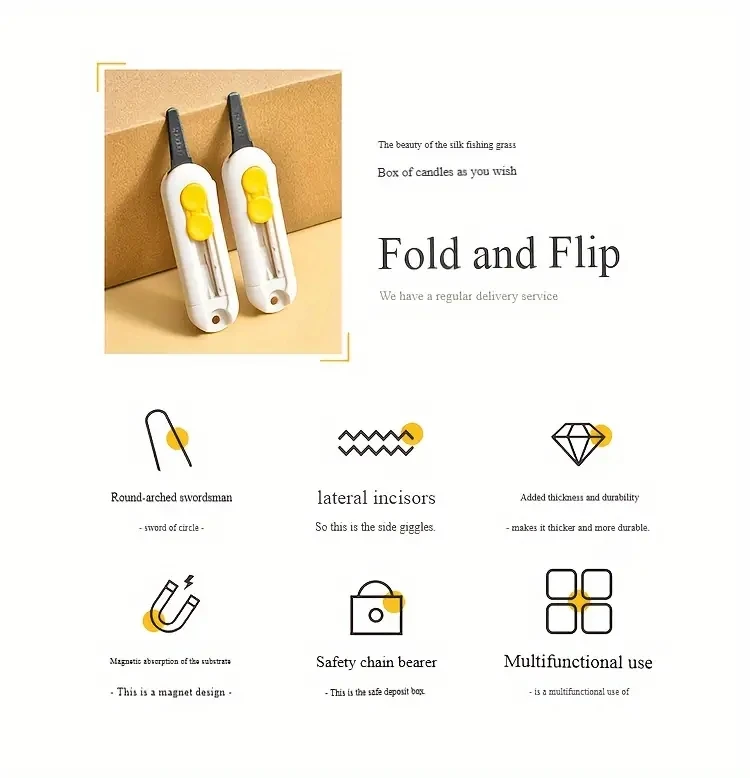 Portable Retractable Box Cutter Mini Magnetic Box Cutter Box Cutter Safety Lock For Opening Packages Cartons Box Opener Home Use