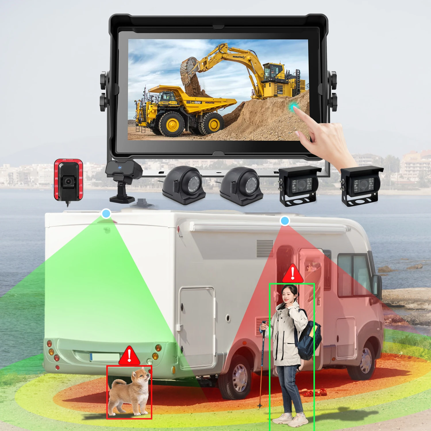 6 Cam AI Anti Collision + BSD Camera System For Truck/Forklift With 10.1" Waterproof 6CH