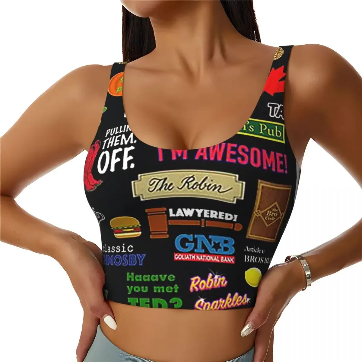 Custom How I Met Your Mother Himym Tv Show Collag Women Sports Bra High Impact Vest Gym Workout Yoga Crop Tank Tops