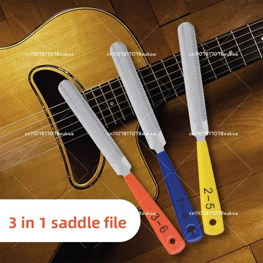 

3 Piece Guitar Nut File, Twin Nut Slotted File Set Stainless Steel Guitar Character File for Bass Mandolin Ukulele