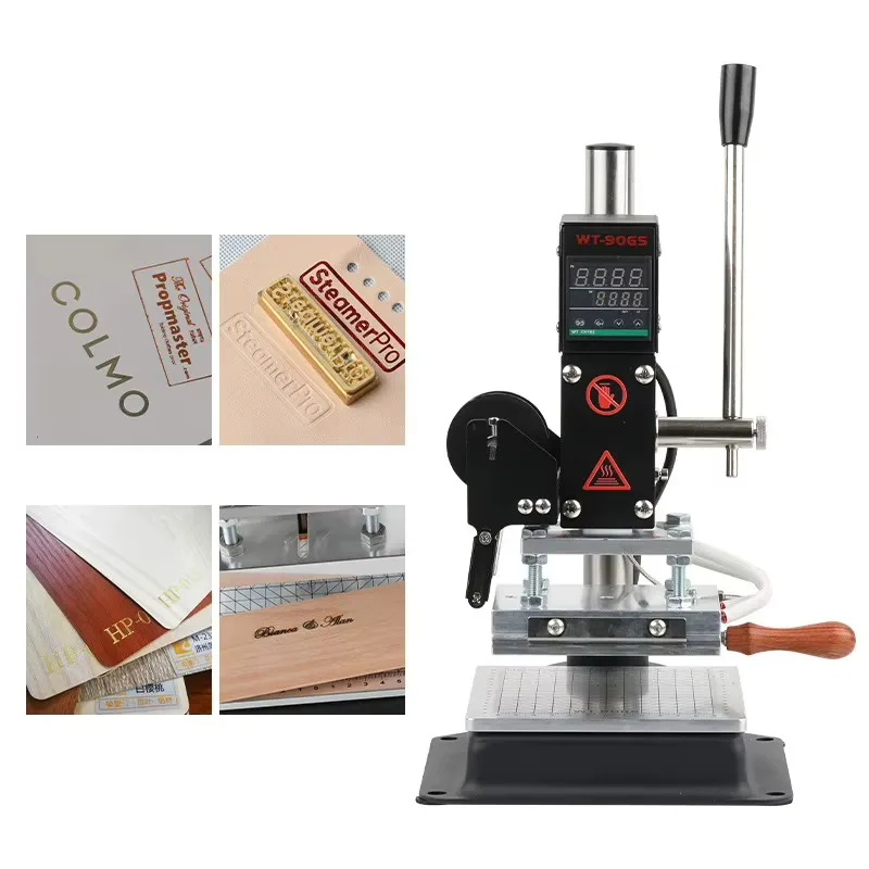 WT-90GS Mini Digital Embossing Machine Gold Silver Foil Digital Leather Logo Letters Embossed T Slot Hot Foil Stamping Machine
