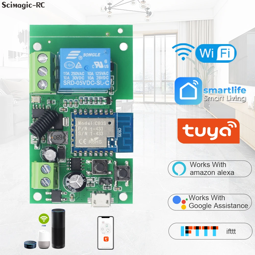 

USB 5V DC 12V 24V Wifi Relay Module for TUYA APP Remote Control Self-lock Wireless Delay Relay for Smart Intelligent Home