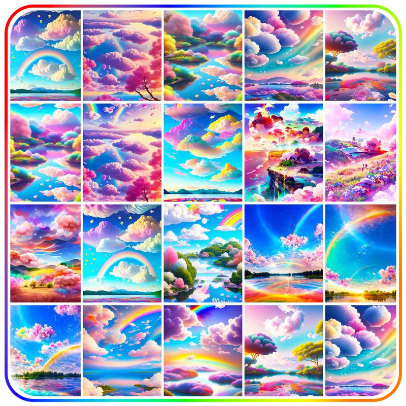 

SDOYUNO Diamond Painting Complete Kit For Beginner Sky Clouds Colorful Scenery Landscape Embroidery Adults Crafts Home Decor