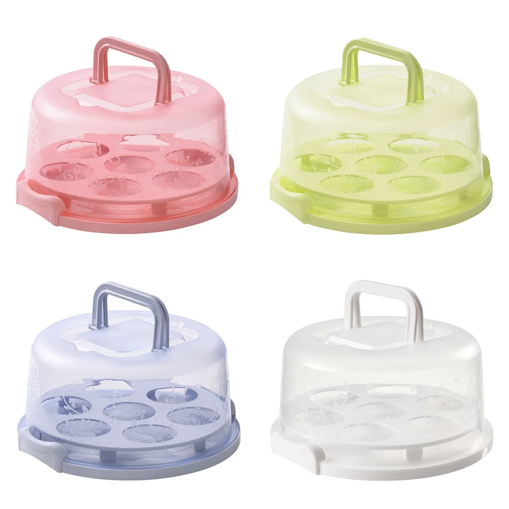 حامل كعكة مقاس 8 بوصة مع غطاء ومقبض، حامل كعكة دائري، حامل فطيرة لأي كعكة مقاس 6-8 بوصة #4