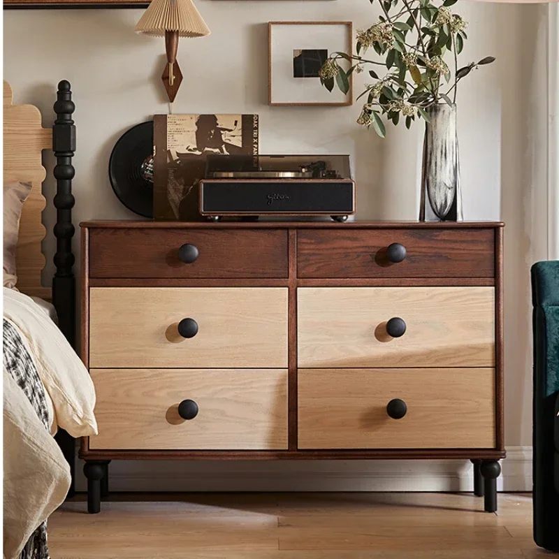 

Solid Wood Chest of Six Drawers Bedroom Living Room Retro Storage Cabinet French Retro Front