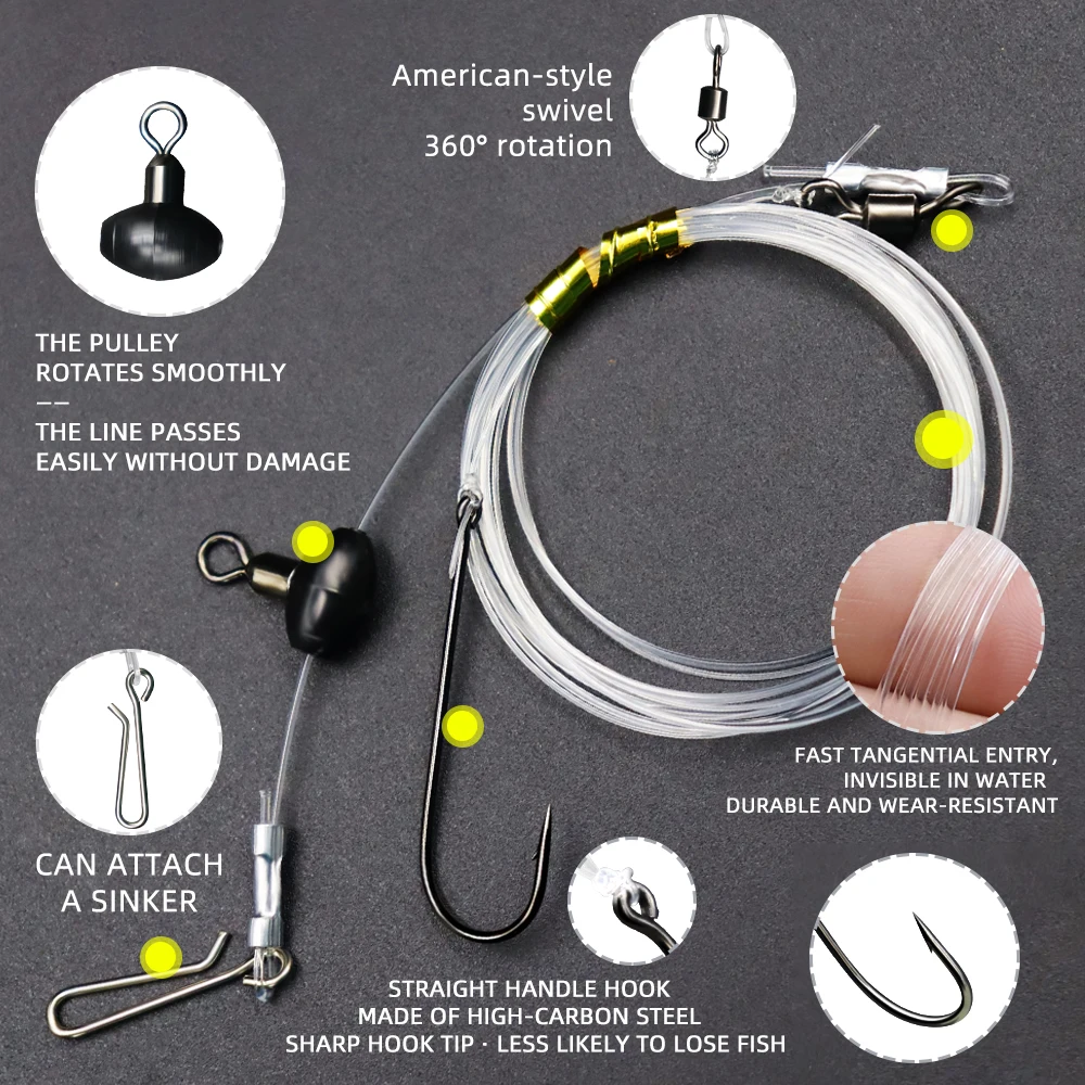 ZYZHE 1 Stück Surf-Angelrigs mit Rollen und Einzelhaken 1/0 # 2/0 # Flapper Rigs für Weitwurf-Strandangeln mit Ködern – Detail 3