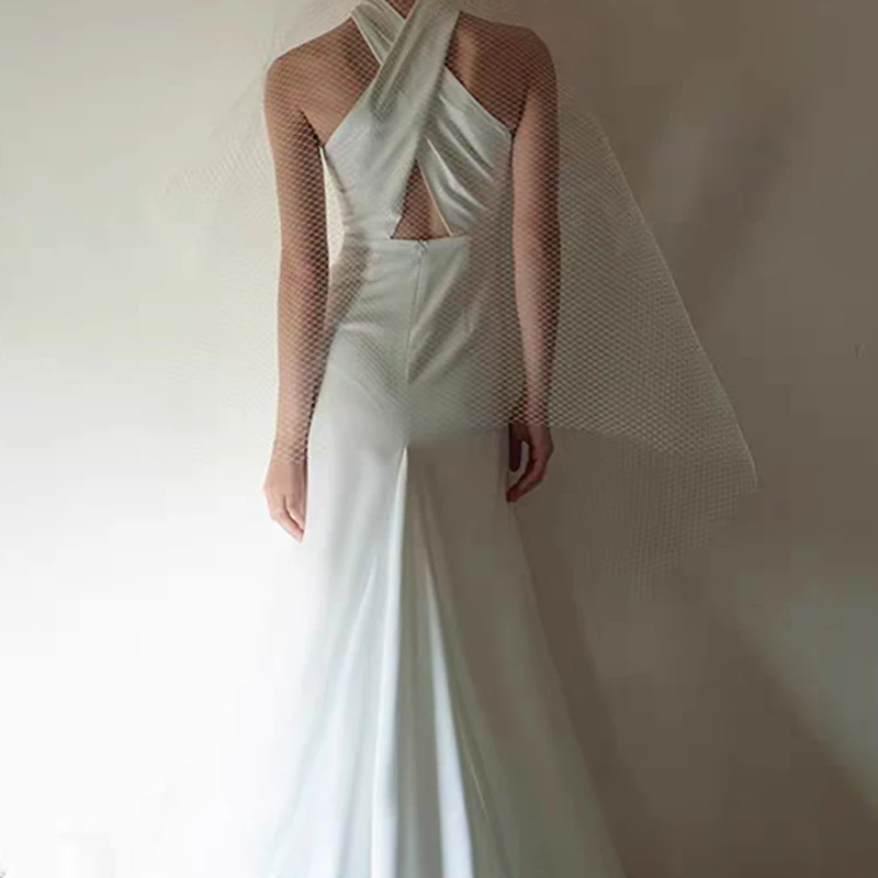 Branco cetim halter vestidos de casamento para mulher a linha até o chão vestido de noite formal elegante vestidos de baile 2025 personalizado