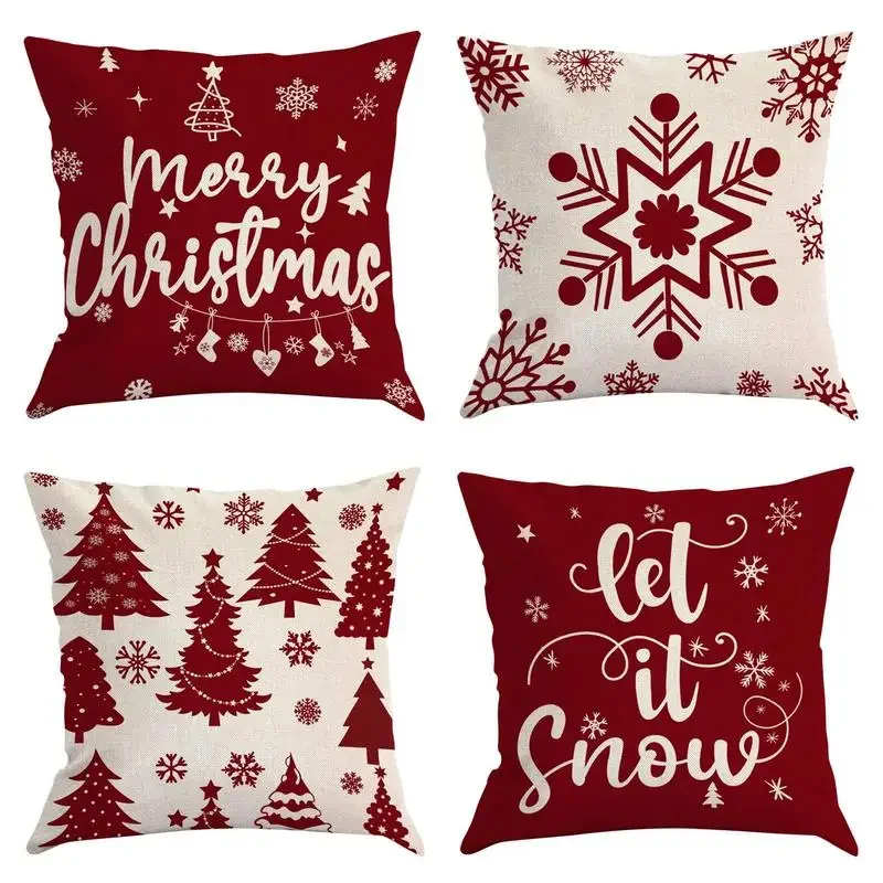 Square Pillowcase Merry Christmas Cushion Cover Christmas Decorations   2023 Christmas Ornaments Xmas Navidad Gifts Happy Angels