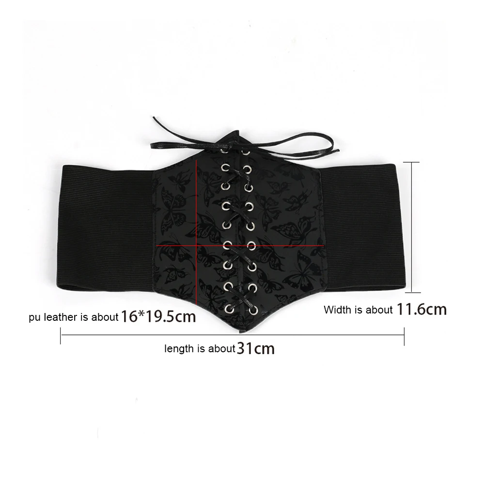 Corset Belt For Women Retro Butterfly Printing Slimming Shaping Bustier Lace Up Wide Waist Belt For Party Date