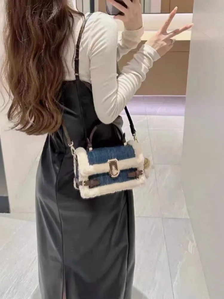 Bags for Women New Fluffy Patchwork Luxury Design Shoulder Handbags Elegant Trendy All Match Vintage Crossbody Bag Y2k Fashion