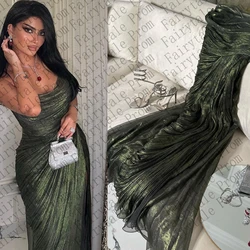 Vintage Mermaid Strapless Sleeveless Prom Dresses Pleated Side Split Floor Length Formal Party Dresses فساتين مناسبة رسمية