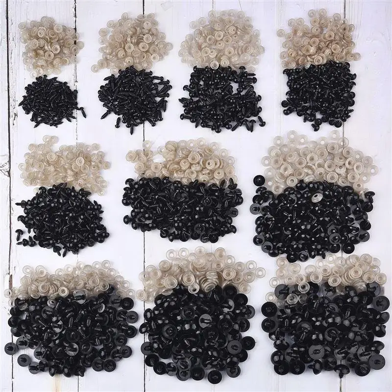 100pcs 10mm גלגל העין בובת אביזרי שחור פלסטיק קטיפה עיני בטיחות Amigurumi עבור צעצועי 5mm 8mm 14mm DIY מצחיק צעצוע עיני בעלי החיים
