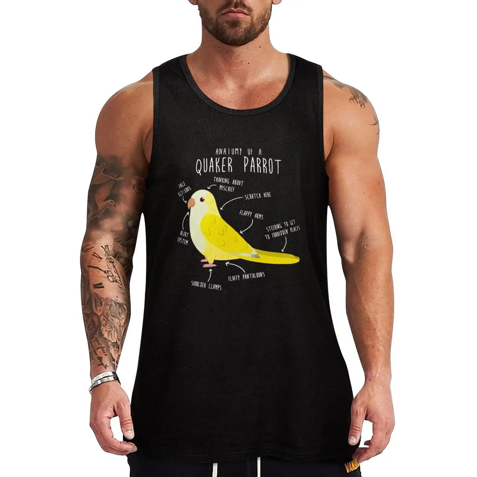 

Anatomy of a Lutino Quaker Parrot Tank Top Men's gym Men's gym t-shirt Men's t-shirts