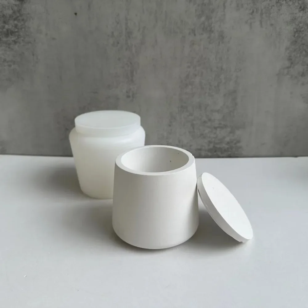 

Многоцелевые банки для свечей, силиконовая форма, шкатулки для драгоценностей, многоразовая форма для цементной эпоксидной смолы с крышкой, принадлежности для бетона и гипса «сделай сам»