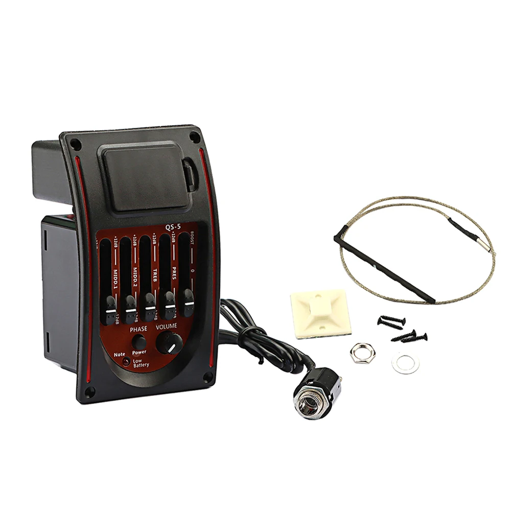 

1 set Guitar Pickups Equalizer QS-5 Black Plastic Durable Components Acoustic Bass Guitar System Transducer Sound Control Pickup