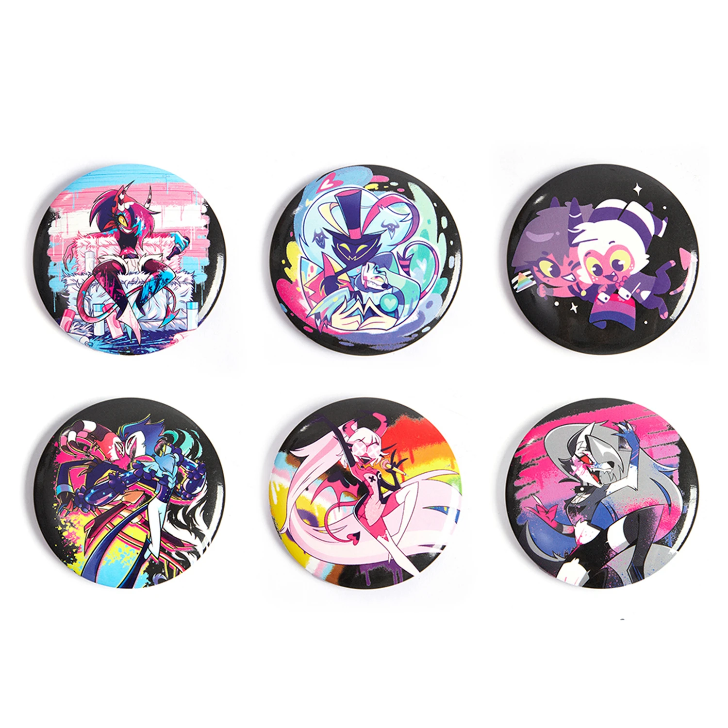 58 مللي متر أنيمي Helluva Boss Sallie May Ozzie Verosika Loona Fizz تأثيري حلي شارة دبوس SPTE صفيح بروش دعامة عيد الميلاد جيلف #1