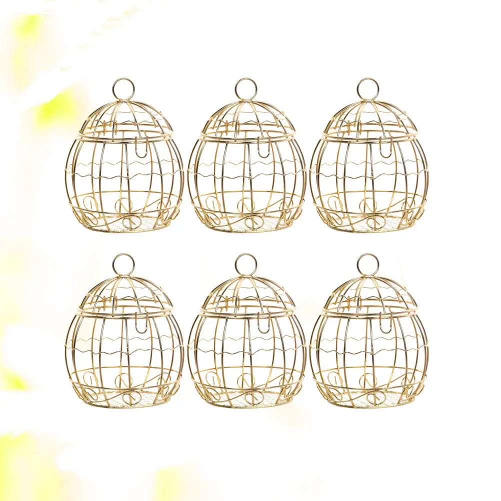 

6Pcs Birdcage Style Tinplate Candy Container Wedding Party Favor Box Chocolate Jelly Bean Holder Home Decor DIY Craft Supply