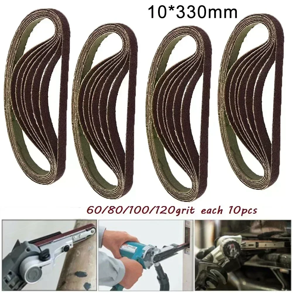 

Sander Sanding Belts Varnish 330 X 10mm 40pcs/Set 60/80/100/120 Grit Air Finger Aluminum Oxide For Wood Plastic