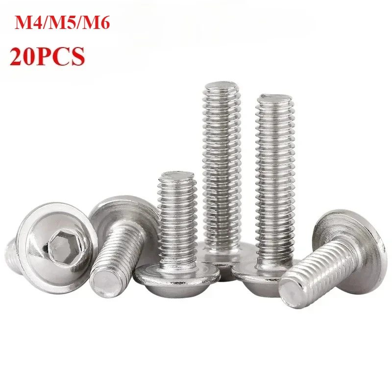 

10pcs M4 M5 M6 304 Stainless Steel Hex Socket Head Screws Mushroom Head Hexagon Button Bolt Bolt M6 of Stainless Extruder Rifles