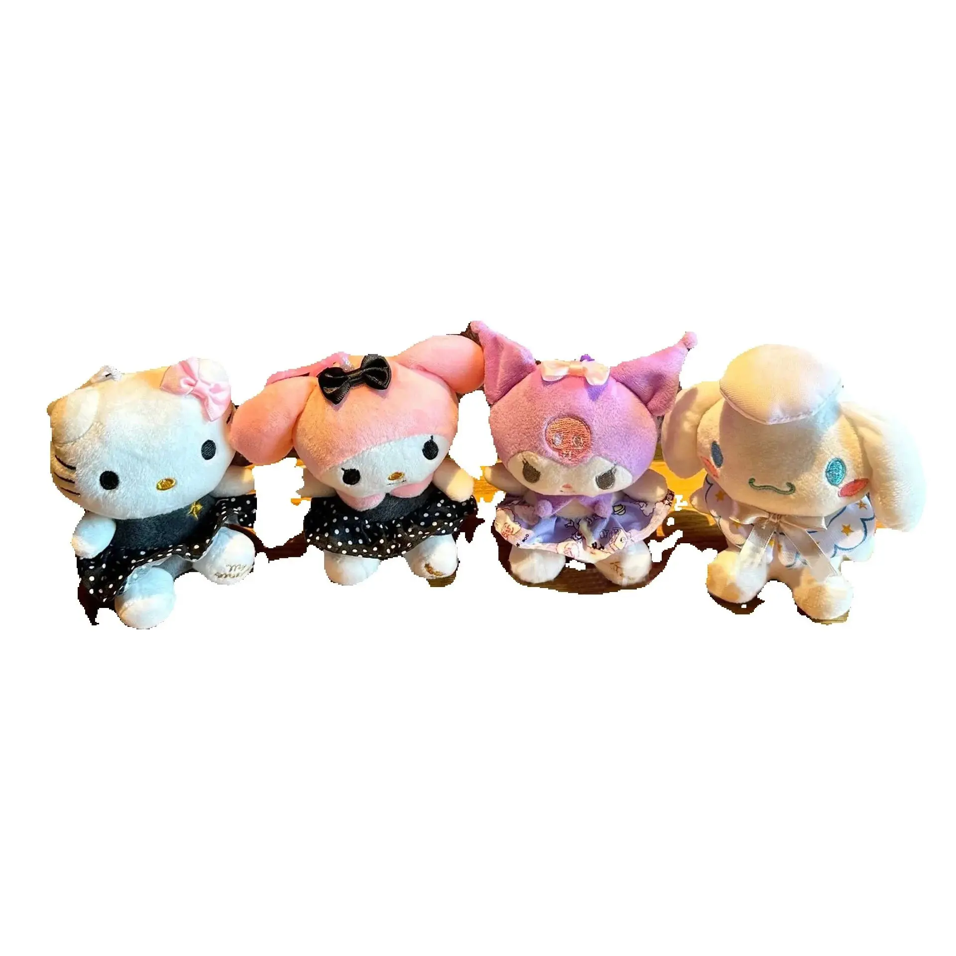 

4pcs/lot 20cm Cute Dog Rabbit Cat Stuffed Animals Dolls Black Skirt Kuromi Melody Plush Toy for Children GIfts