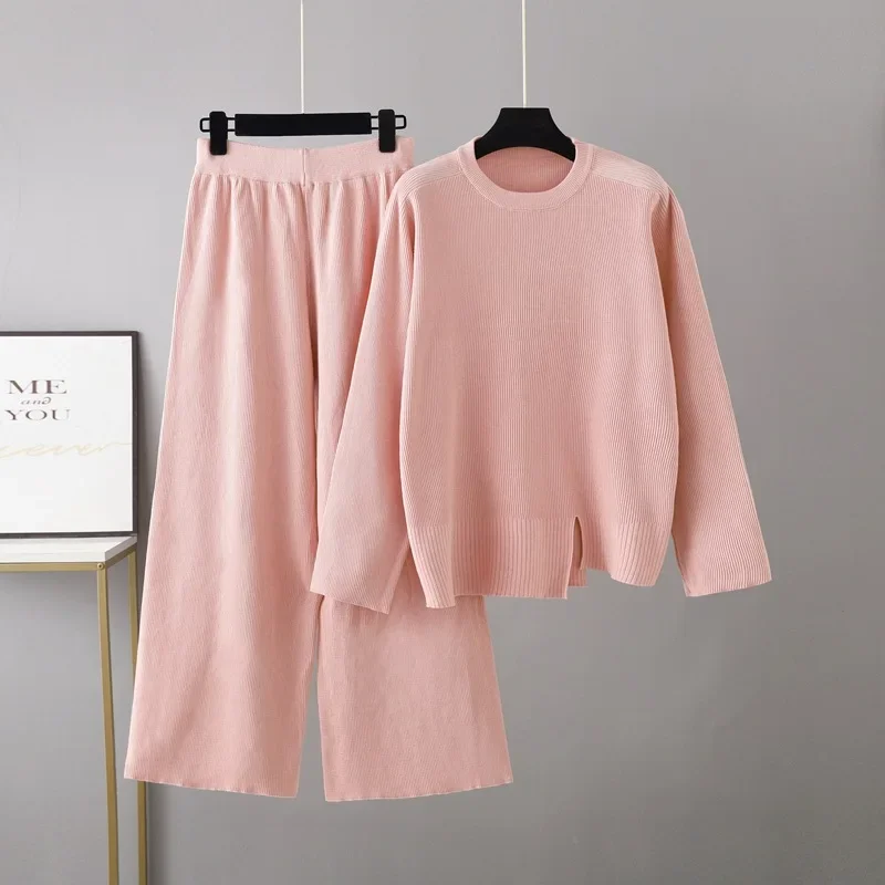 

Korean Sweater Set for Women, Loose Knitwear, Casual Wide Leg Pants, Oversized Fashion, 2 Piece Set, New, 2023