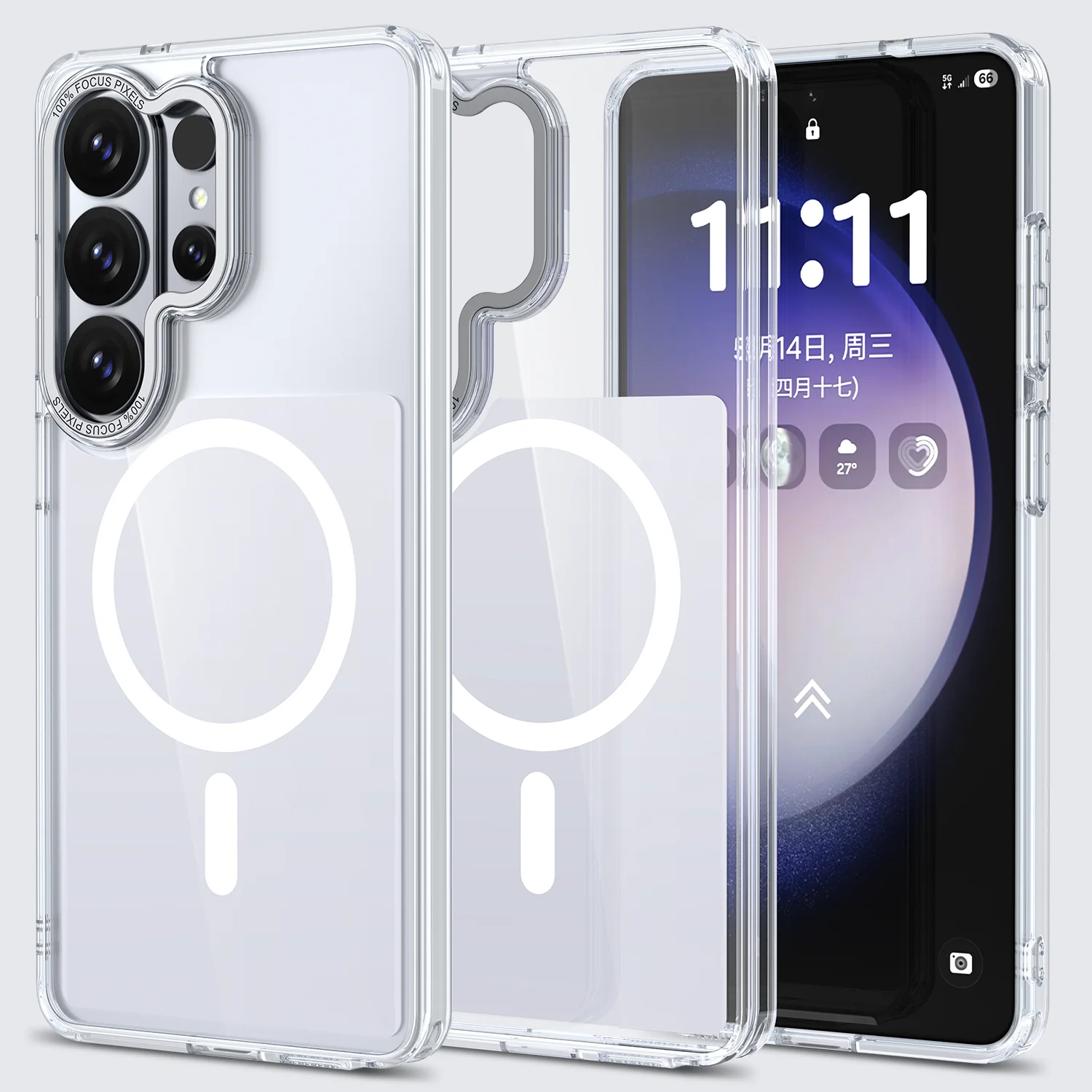 Transparent Magnetic Shockproof Case For Samsung Galaxy S26 Ultra S25 FE S24 Plus S23Ultra S22Ultra TPU Frame Acrylic Back Cover