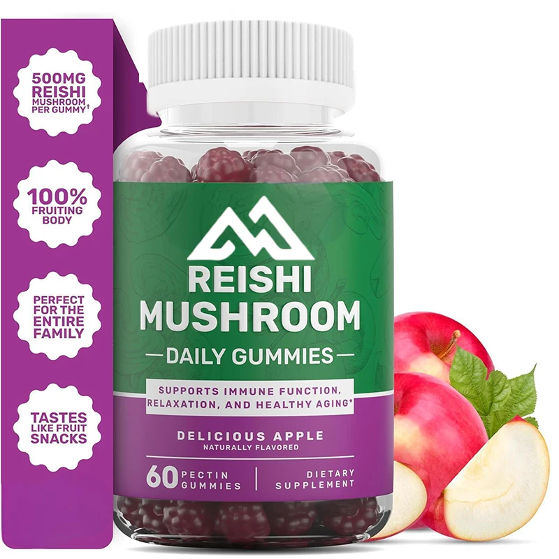 

Lingzhi Mushroom Gummies | Delicious 60 Apple Adult Mushroom Gummies | Super Mushroom Daily Gummies