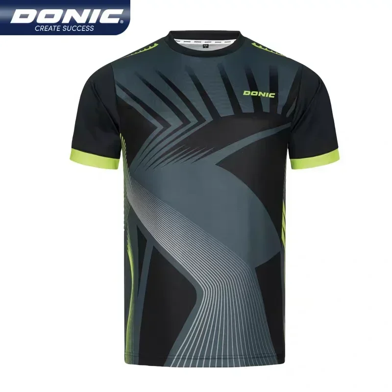 Donic Table Tennis T-shirts,for Men Women ,sports Polo Clothes Quick Dry Tennis Tops Table Tennis Suit with Short Sleeves