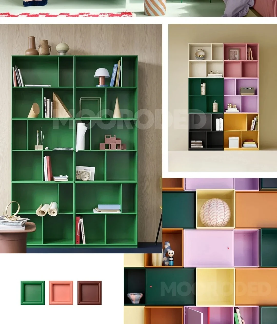 Simple Bookcase Storage Cabinet Floor Storage Rack Multi-Color Customization