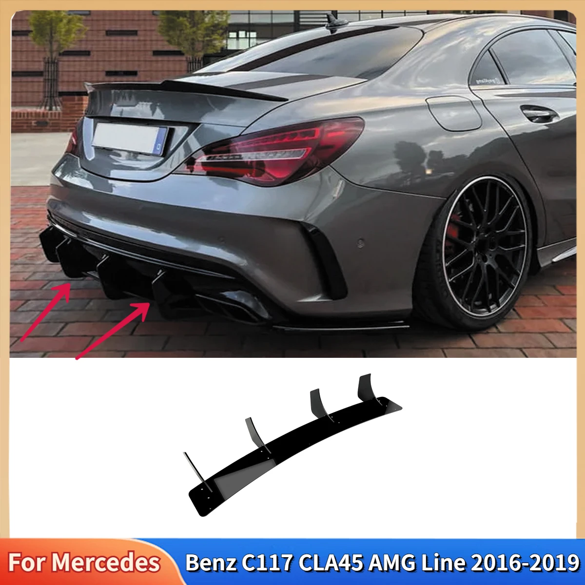 

For Mercedes Benz C117 CLA45 AMG Line 2016-2019 Car Rear Bumper Diffuser Rear Side Splitters Spoiler Lip Auto Accessories Tuning