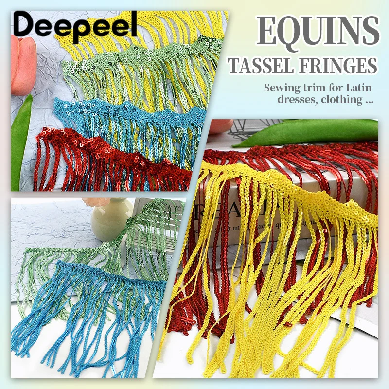 

2/10Yards 17cm Sequins Fringe Tassels Latin Dress Clothes Lace Trim Curtain Sofa Decorative Tassel Fringes Sewing Accessories