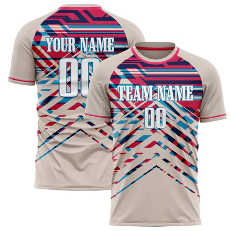 

Customized Team Name Number Name Football T-shirt Personalized DIY O Neck Cream Sports T Shirt Loose Quick Dry Team Uniforms