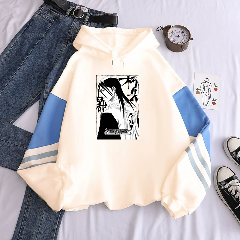 Japanese Anime Bleach Hoodies Men Hip Hop Long Sleeve Streetwear Women Casual Winter Harajuku Byakuya Kuchiki Manga Sweatshirts