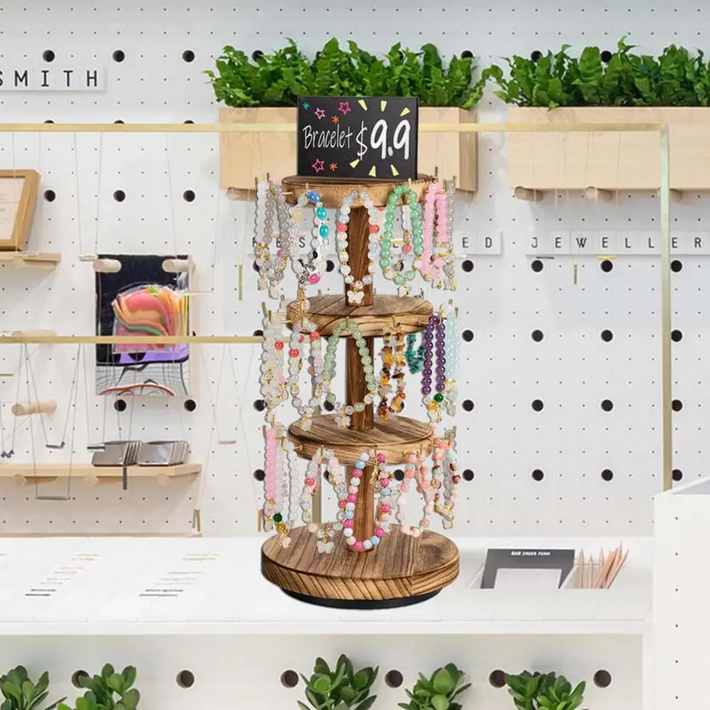 Three-layer Jewelry Stand 3-tier Wooden Bracelet Storage Rack Jewelry Display Stand Stable Base Bracelet Organizer for Home