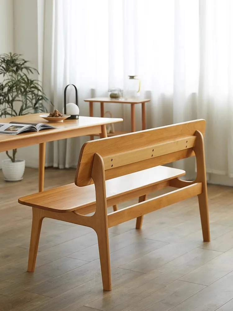 Solid wood bench dining chair chair back chair household bench simple Nordic leisure chair bench