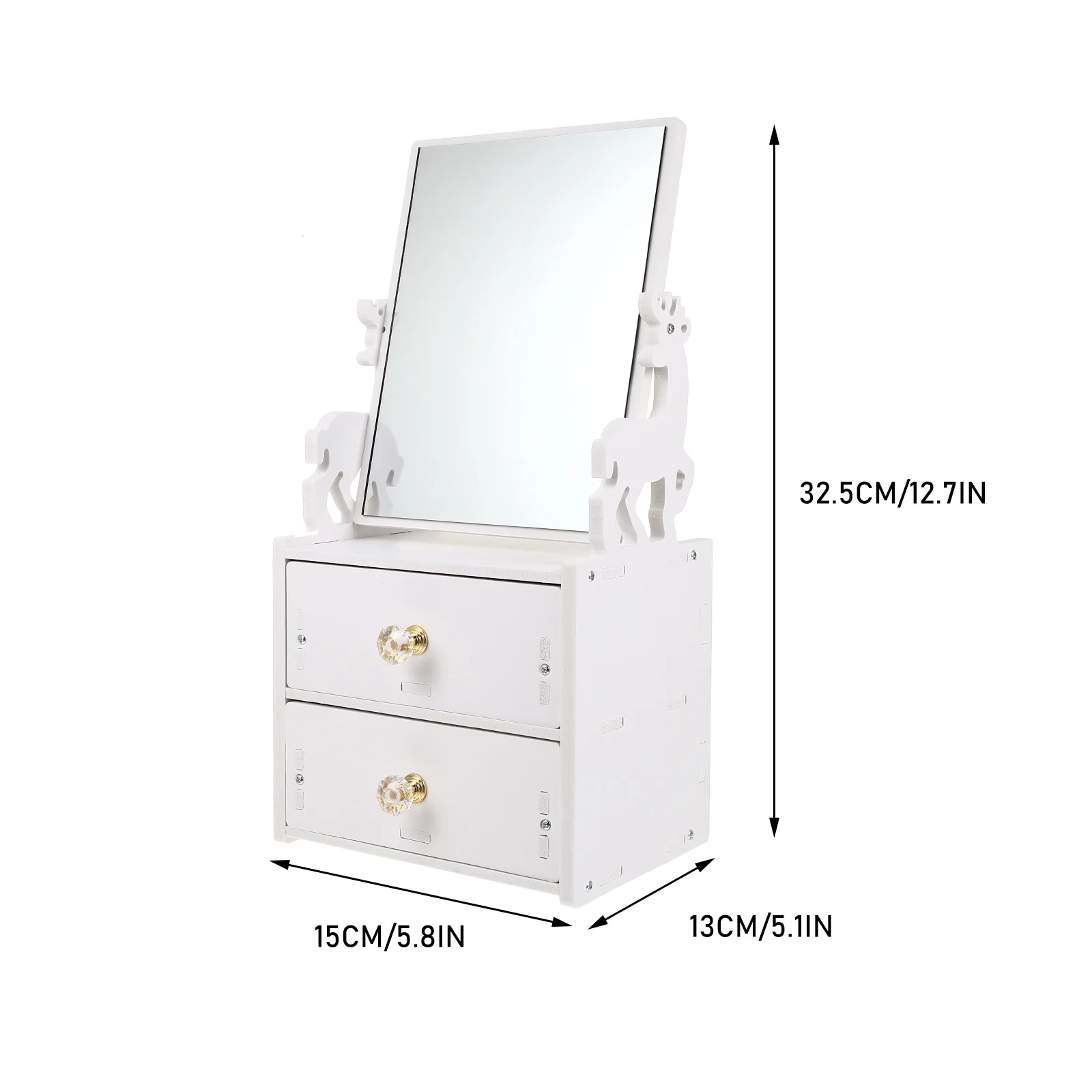 

Vanity Desk Organizer Dresser Makeup Mirror Storage Case Portable with Beauty Organiser