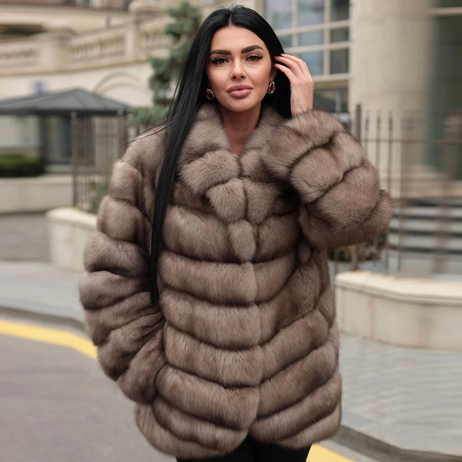 

Women Fur Coats With Turndown Collar Fox Fur Jackets For Women 2024 New Genuine Fox Fur Jackets