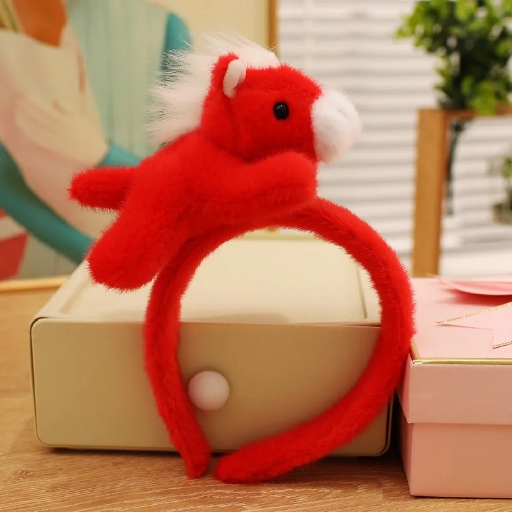 어린이 선물 만화 말 머리띠 포니 마스코트 2026 새해 머리띠 단색 새해 머리 장식 사진 소품