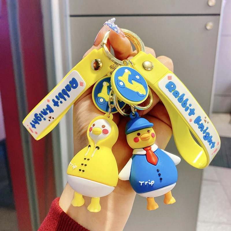 Cartoon Cute Duckling Doll Keychain Lovely Fashion Car Key Chain Friend Bag Decoration Pendant Exquisite Couple Birthday Gifts