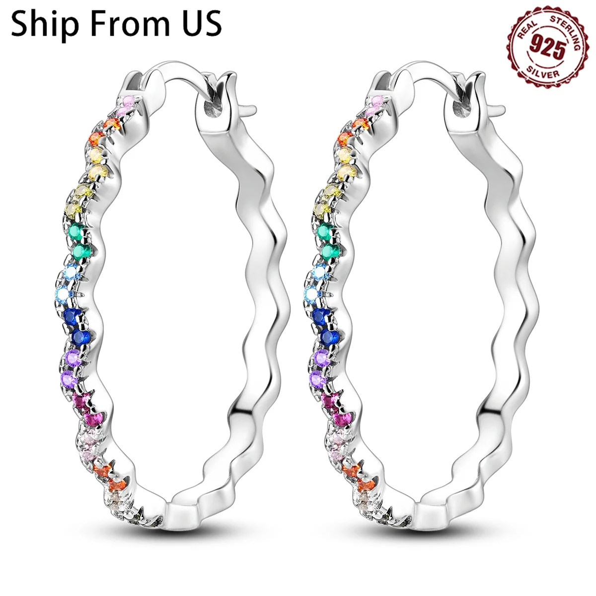 925 Sterling Silver Colorful And Minimalist Series Jewelry Fashion Zircon Circle Hoop Earrings For Women Jewelry Exquisite Gifts