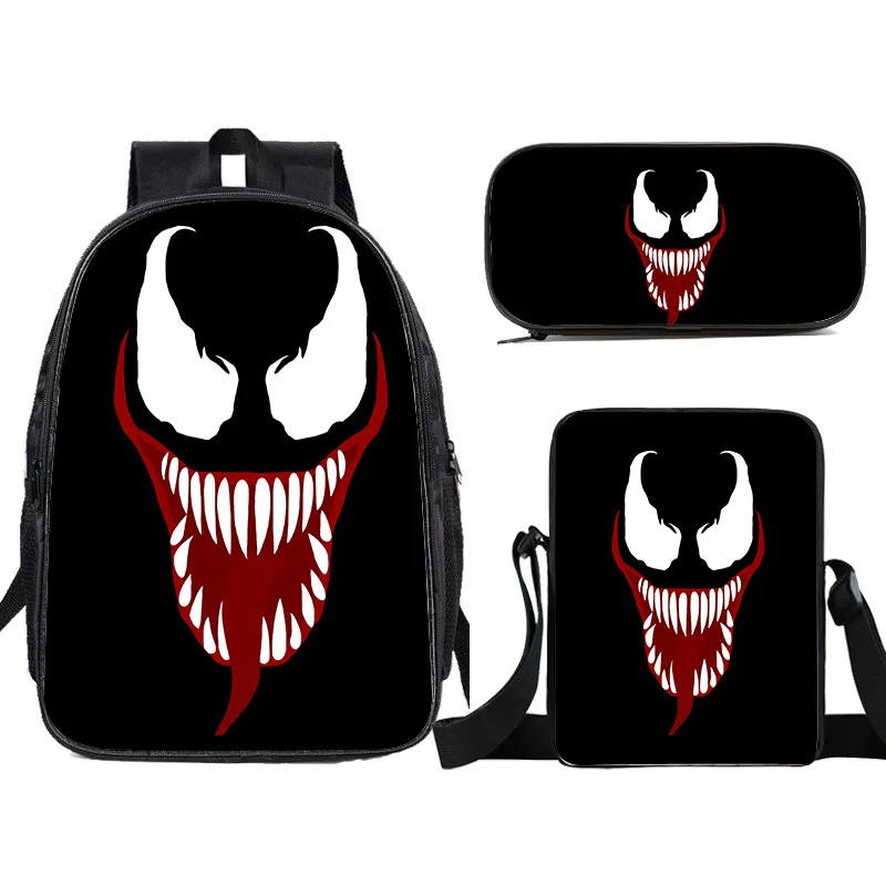 

Kids Venom School Bookbag Set 3PCS Lightweight Travel Rucksack Student Backpack+Shoulder Bag+Pencil Case