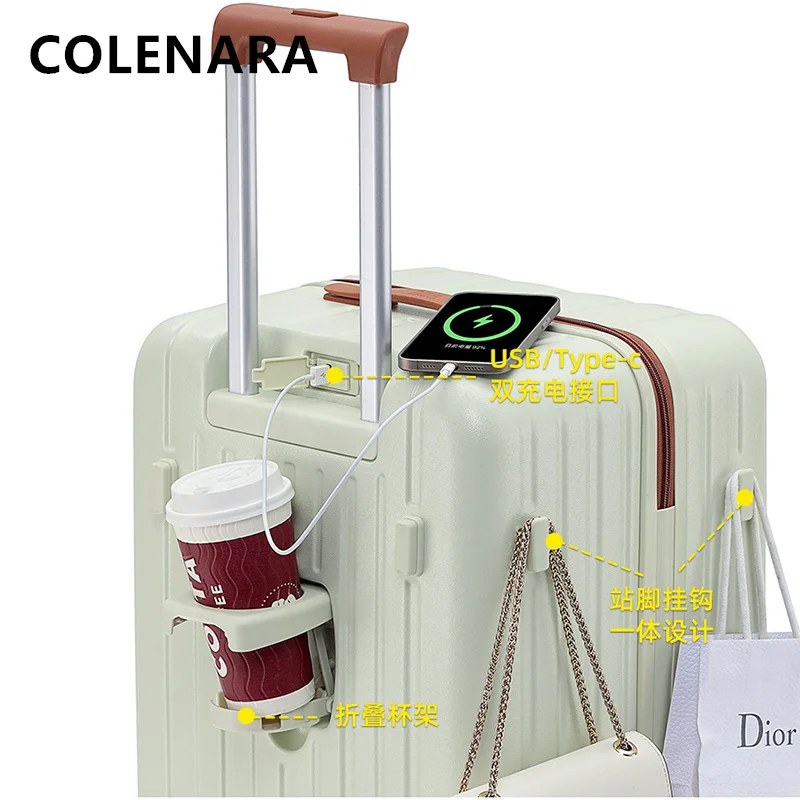 COLENARA Large Capacity Suitcase ABS+PC Boarding Box Student Trolley Case High Quality 20
